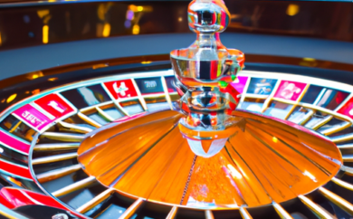 An image that captures the intensity of Американская рулетка, showcasing a classic roulette wheel, colorful chips, and focused players eagerly observing the spinning ball against an elegant backdrop of a casino