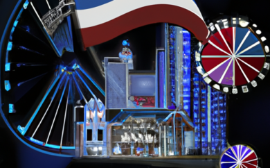 An image that showcases the vibrant nightlife of Estonia, with a casino backdrop