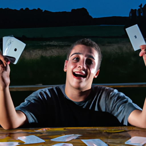 An image capturing the intense atmosphere of a game of Игра в Дурака (Fool) - a deck of cards spread across a table, players' focused expressions, discarded cards, and a victorious smile