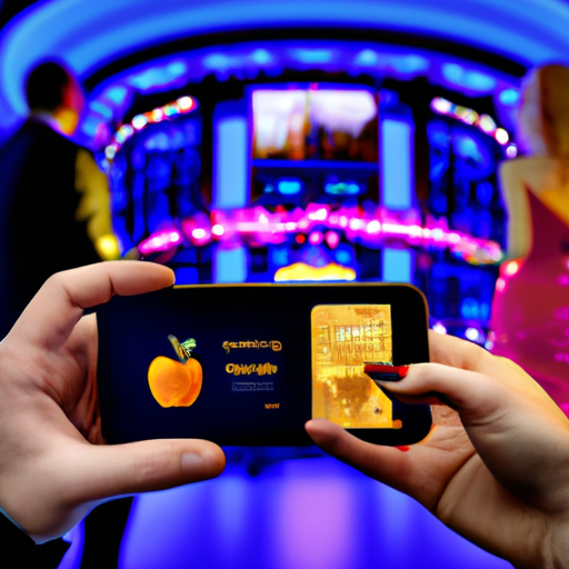An image showcasing the vibrant and luxurious atmosphere of an Apple Pay casino in Estonia