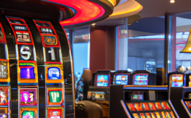 An image capturing the vibrant atmosphere of an Estonian casino, showcasing the excitement and allure of winning money upon registration