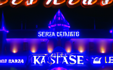 An image showcasing the vibrant Estonian nightlife, with a bustling 1xSlots casino at its heart