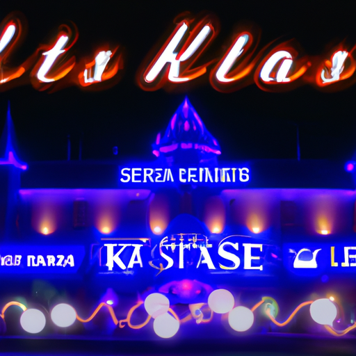 An image showcasing the vibrant Estonian nightlife, with a bustling 1xSlots casino at its heart