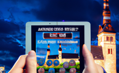 An image capturing the vibrant online gambling experience in Estonia, showcasing the sleek interface of No Account Bet, with players engrossed in thrilling games, surrounded by a backdrop of iconic Estonian landmarks