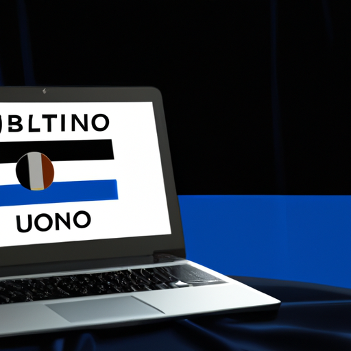 An image showing a laptop screen displaying an online casino homepage with the Boku payment method logo prominent, while an Estonian flag subtly waves in the background, symbolizing online casino options in Estonia