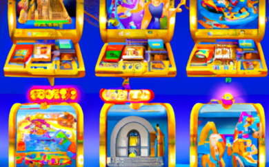 An image showcasing the vibrant world of Microgaming slots, filled with captivating graphics, exhilarating gameplay, and a variety of themes ranging from ancient civilizations to futuristic adventures