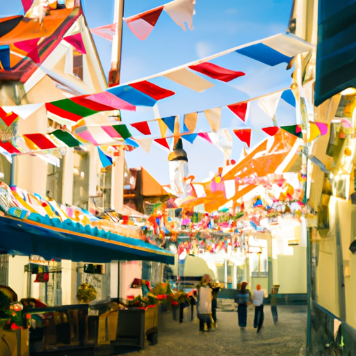 An image showcasing the vibrant streets of Estonia, adorned with colorful flags and bustling with locals enjoying their free bets at the lively outdoor cafés, surrounded by a backdrop of charming medieval architecture