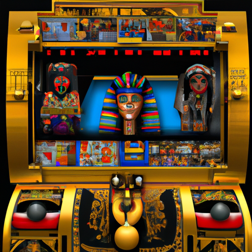 An image showcasing the captivating world of the Book of Atem slot machine, with vibrant Egyptian motifs, a mysterious pharaoh, and golden treasures adorning the reels, promising an exhilarating gaming experience