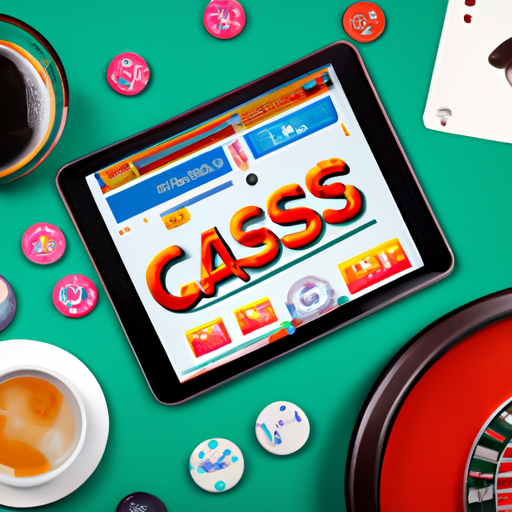 An image featuring a vibrant online casino scene with a variety of games, including popular slots, table games, and video poker